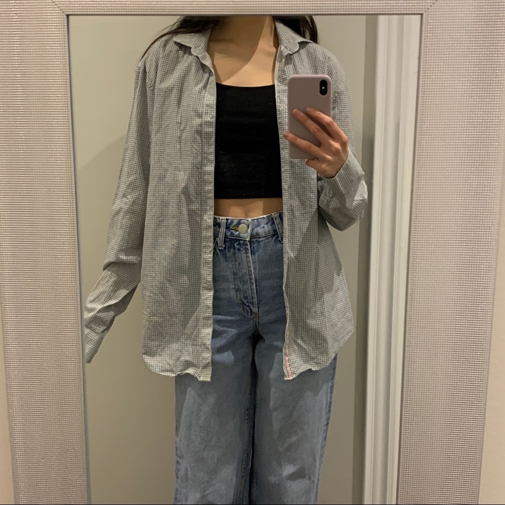 oversized patterned button up shirt